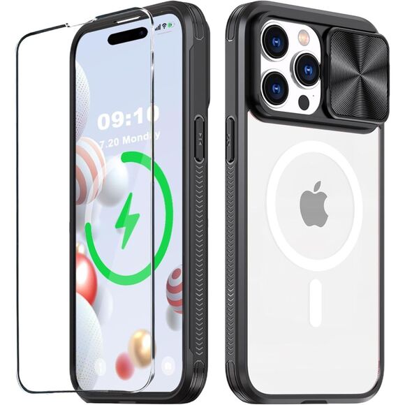 Iphone 15‎ Pro Clear Mag Safe Black-(3823 - Picture 1 of 8